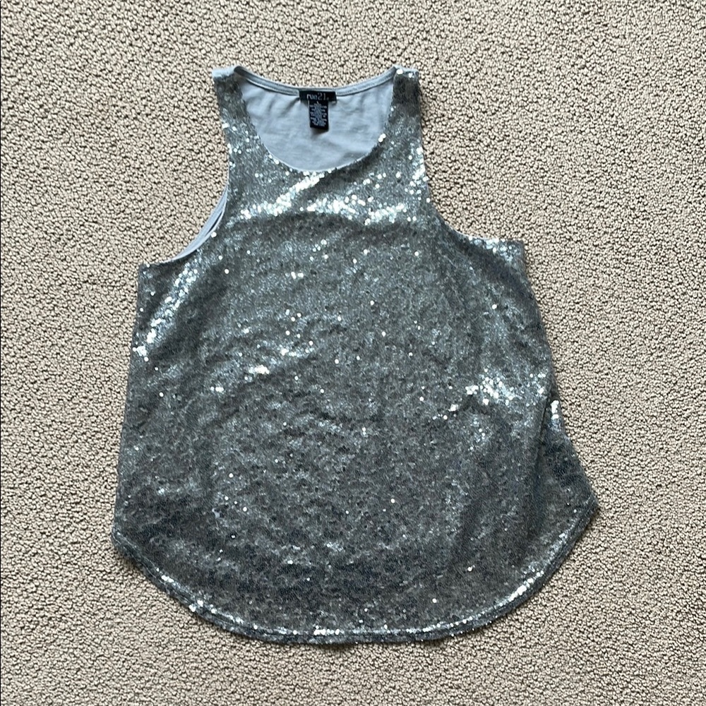 Rue21 Silver Sequin Sleeveless Tank Top